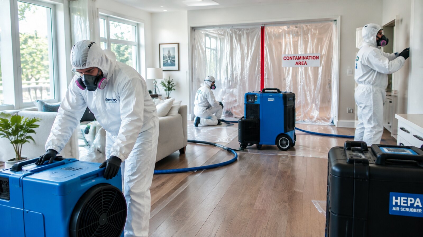 Eagle Environmental Solutions crew performing abatement in a home